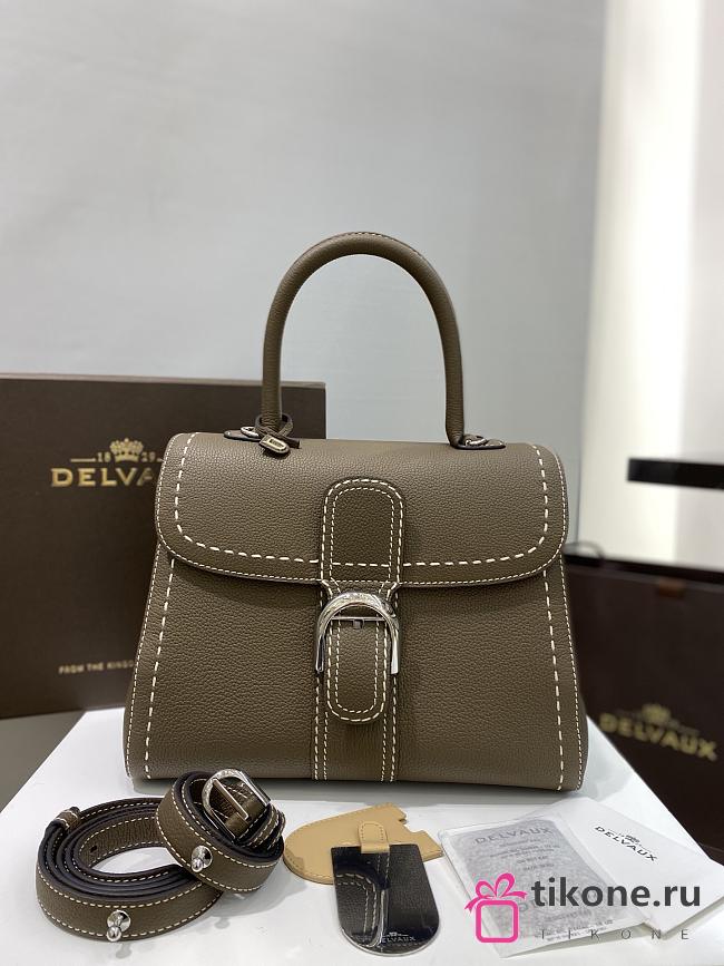 Delvaux Brillant MM Surpiqué Rodeo Calf Elephent Gray Ivory - 29x22x15cm - 1