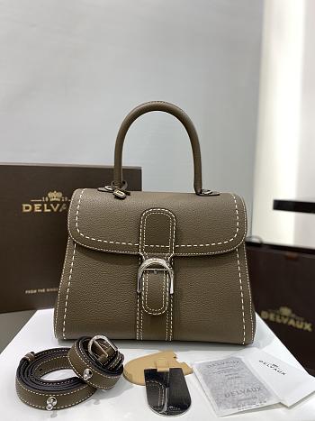 Delvaux Brillant MM Surpiqué Rodeo Calf Elephent Gray Ivory - 29x22x15cm