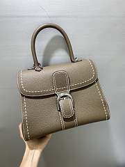 Delvaux Brillant MM Surpiqué Rodeo Calf Elephent Gray Ivory - 29x22x15cm - 6
