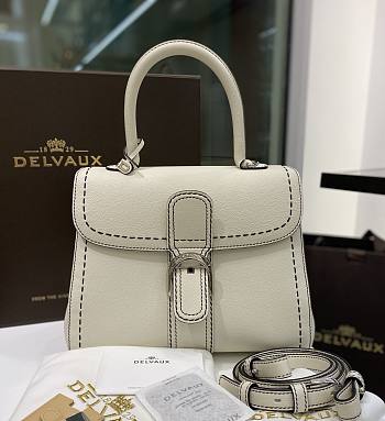 Delvaux Brillant MM Surpiqué Rodeo Calf Ivory Black - 29x22x15cm