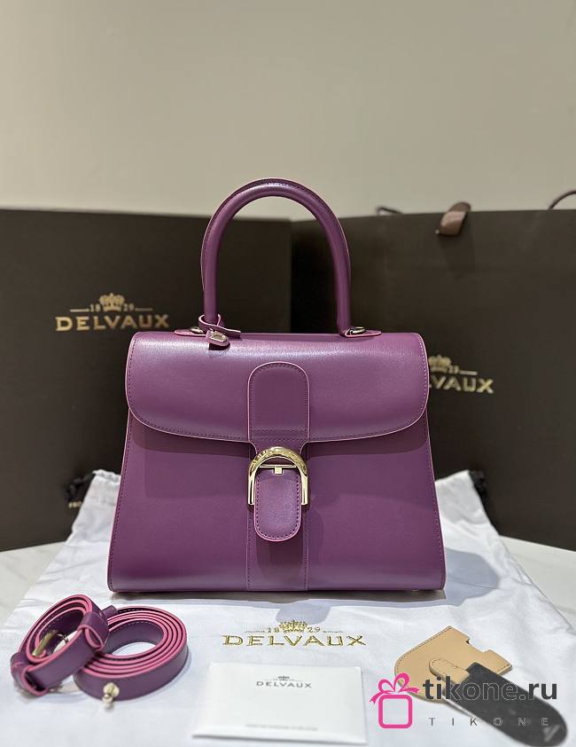 Delvaux Brillant MM Box Calf Purple - 29x22x15cm - 1