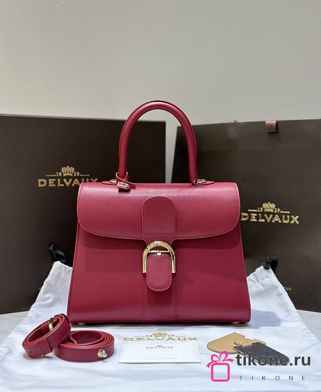 Delvaux Brillant MM Box Calf Burgundy - 29x22x15cm - 1