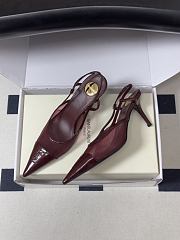 YSL Renée Slingback Pumps in Mesh Burgundy 7.5cm - 4
