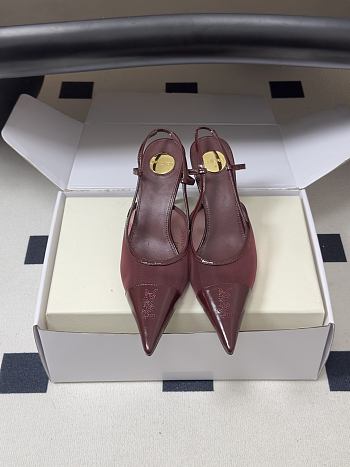 YSL Renée Slingback Pumps in Mesh Burgundy 7.5cm