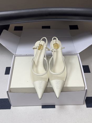 YSL Renée Slingback Pumps in Mesh White 7.5cm