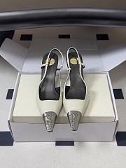 YSL Jeanne Slingback Pumps in Smooth Leather White 7.5cm - 1