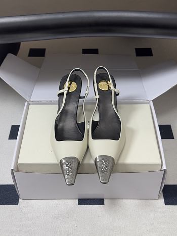 YSL Jeanne Slingback Pumps in Smooth Leather White 7.5cm