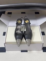 YSL Jeanne Slingback Pumps in Smooth Leather Black Silver 7.5cm - 1