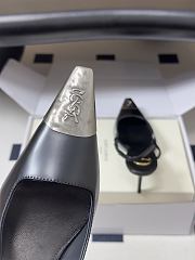 YSL Jeanne Slingback Pumps in Smooth Leather Black Silver 7.5cm - 4