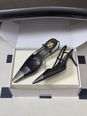 YSL Jeanne Slingback Pumps in Smooth Leather Black Silver 7.5cm - 3