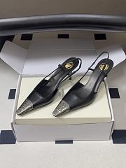 YSL Jeanne Slingback Pumps in Smooth Leather Black Silver 7.5cm - 2