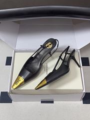 YSL Jeanne Slingback Pumps in Smooth Leather Black Gold 7.5cm - 6