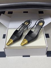 YSL Jeanne Slingback Pumps in Smooth Leather Black Gold 7.5cm - 3