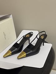 YSL Jeanne Slingback Pumps in Smooth Leather Black Gold 7.5cm - 2