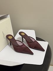 YSL Renée Mules in Mesh Burgundy 7.5cm - 4