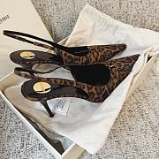 YSL Babylone Breteuil Slingback Pumps In Leopard Grosgrain 9cm - 6