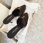 YSL Babylone Mules In Leopard Grosgrain 9cm - 6