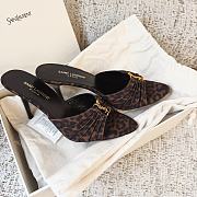 YSL Babylone Mules In Leopard Grosgrain 9cm - 4