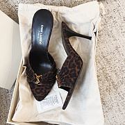YSL Babylone Mules In Leopard Grosgrain 9cm - 3