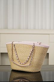Chanel Large Tote Braided Straw Lambskin & Gold-Tone Metal Beige & Light Pink - 54x26x18cm - 2