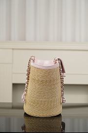 Chanel Large Tote Braided Straw Lambskin & Gold-Tone Metal Beige & Light Pink - 54x26x18cm - 3