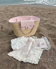 Chanel Large Tote Braided Straw Lambskin & Gold-Tone Metal Beige & Light Pink - 54x26x18cm - 1