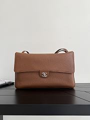 Chanel Maxi Flapbag Grained Calfskin & Silver Metal Brown - 38.5x26x11cm - 1