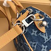 LV Speedy 18 Bandoulière Blue Monogram Flowers Denim Blue M27557 - 18x12x10cm - 3