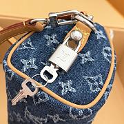 LV Speedy 18 Bandoulière Blue Monogram Flowers Denim Blue M27557 - 18x12x10cm - 6