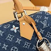 LV Speedy 30 Bandoulière Monogram Flowers Denim Blue M27556 - 34x22x19cm - 6