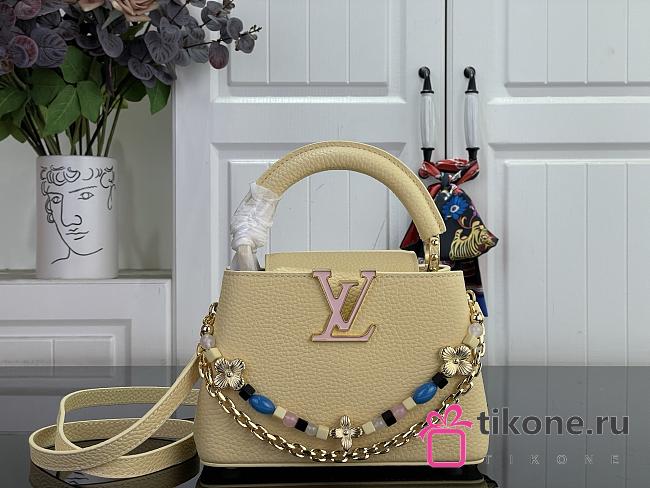 LV Capucines Mini Taurillon Leather Banana Yellow M28716 - 21x13.6x8cm - 1