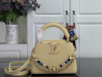 LV Capucines Mini Taurillon Leather Banana Yellow M28716 - 21x13.6x8cm