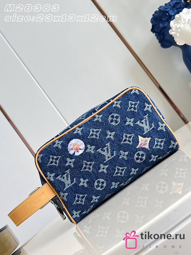 LV Locker Dopp Kit Monogram Flowers Denim Blue M28363 - 23x13x12cm - 1