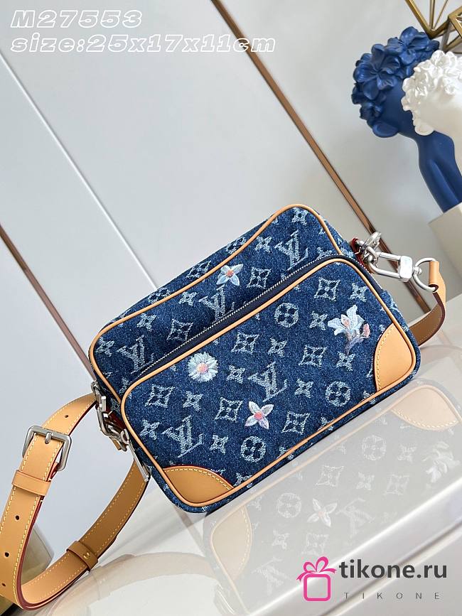 LV Nil Monogram Flowers Denim Blue M27553 - 25x17.5x11cm - 1