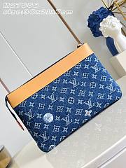LV Pochette Voyage Souple Monogram Flowers Denim Blue M27559 - 33.5x26x5.5cm - 2