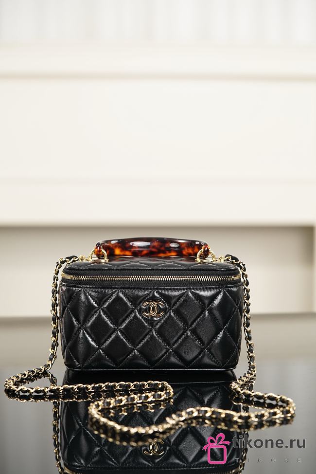 Chanel Long Vanity with Chain Lambskin Tortoise-Shell Effect Plexi & Gold-Tone Metal Black AP5061 - 17x9.5x8cm - 1