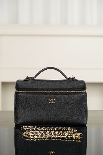 Chanel Large Vanity with Chain Grained Calfskin & Gold-Tone Metal Black AP5347 - 23x15x5cm