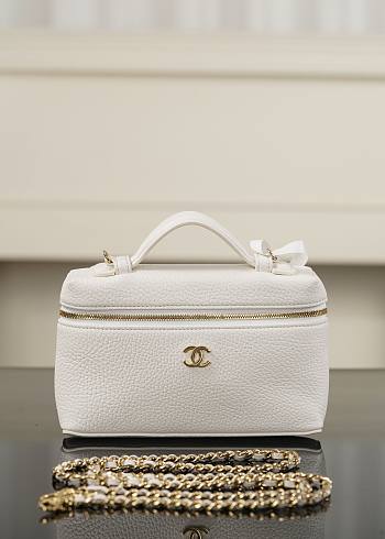 Chanel Large Vanity with Chain Grained Calfskin & Gold-Tone Metal White AP5347 - 23x15x5cm