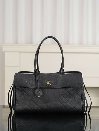 Chanel Shopping Bag Grained Calfskin & Gold-Tone Metal Black AS6428 - 38x23x16cm