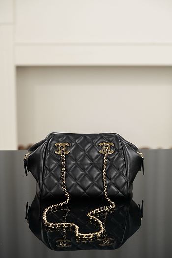 Chanel Small Bowling Bag Lambskin Black AS6472 - 25x16x15cm