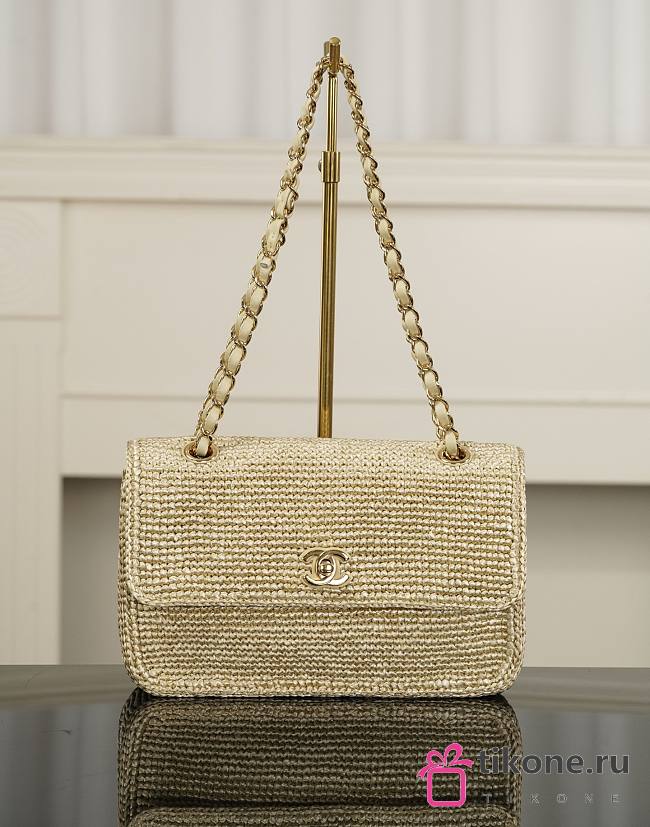 Chanel Flap Bag Braided Raffia & Gold-Tone Metal Beige AS6088 - 25.5x16x7cm - 1