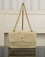 Chanel Flap Bag Braided Raffia & Gold-Tone Metal Beige AS6088 - 25.5x16x7cm - 1