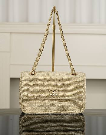Chanel Flap Bag Braided Raffia & Gold-Tone Metal Beige AS6088 - 25.5x16x7cm