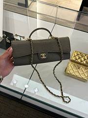 Chanel Clutch With Chain Lizard Embossed Calfskin & Gold-Tone Metal Dark Khaki AP5280 - 25x9.5x5cm - 2