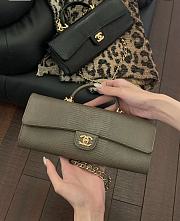 Chanel Clutch With Chain Lizard Embossed Calfskin & Gold-Tone Metal Dark Khaki AP5280 - 25x9.5x5cm - 4
