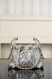 Chanel 25 Mini Handbag Metallic Calfskin & Gold-Tone Metal Silvery AS5631 - 22x20x12.5cm - 5