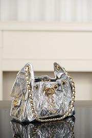 Chanel 25 Mini Handbag Metallic Calfskin & Gold-Tone Metal Silvery AS5631 - 22x20x12.5cm - 3