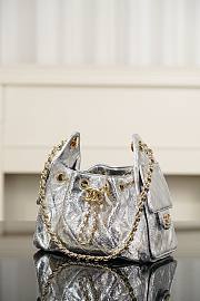 Chanel 25 Mini Handbag Metallic Calfskin & Gold-Tone Metal Silvery AS5631 - 22x20x12.5cm - 2