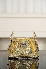 Chanel 25 Mini Handbag Metallic Calfskin & Silver-Tone Metal Gold AS5631 - 22x20x12.5cm - 1