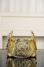 Chanel 25 Mini Handbag Metallic Calfskin & Silver-Tone Metal Gold AS5631 - 22x20x12.5cm - 4